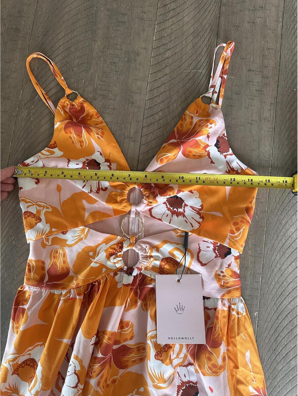 NWT Hello Molly Evergreen Heights Slit Leg Maxi Dress Orange Floral Women’s XS - Picture 9 of 15